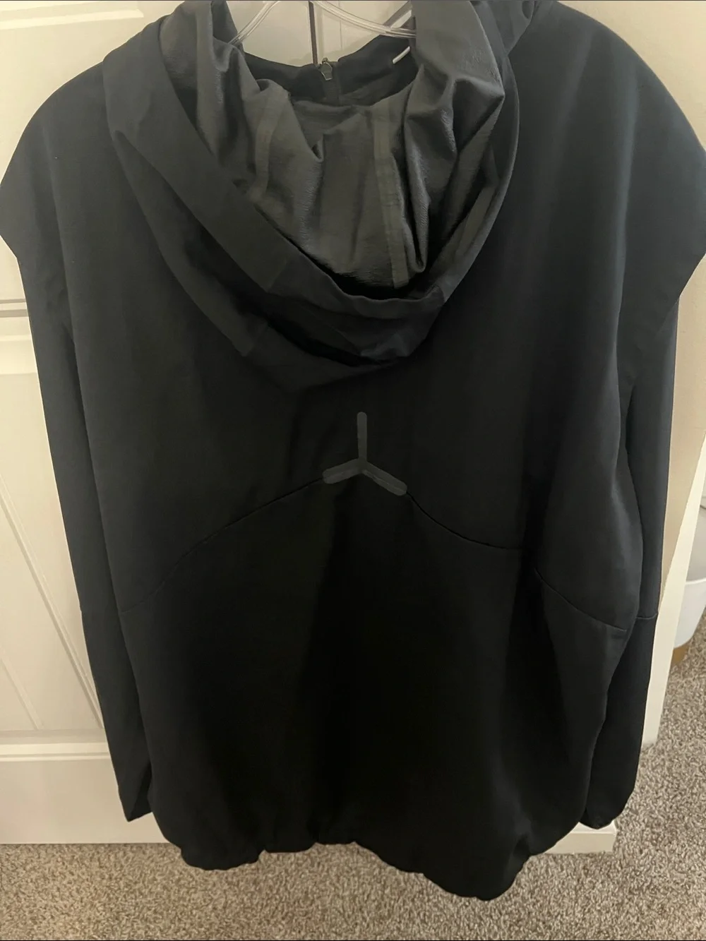 Nike Black Men’s Half-Zip Hooded Performance Jacket with White Swoosh